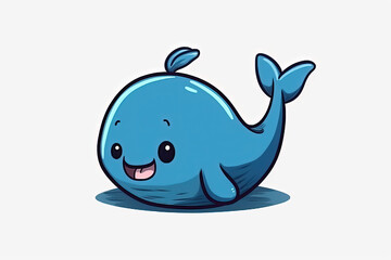 cute blue whale vector illustration