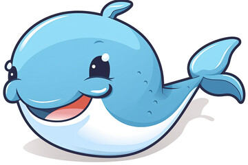 cute blue whale vector illustration