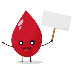blood drop with an empty sign. blood donation. cartoon style. vector