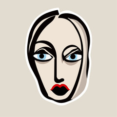 Abstract Cubic Face Lines Design,  Cubic Style Abstract Portrait Vector Graphic