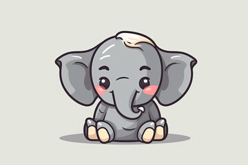 Fototapeta premium cute elephant vector illustration. Generative AI