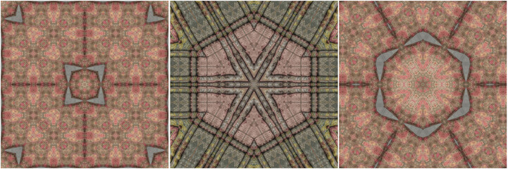 Set of vintage floral art for digital textile print. Bundle of digital design as floor tile and carpet prints. Ornamental design to make unique wall covering and wrapping paper for interior decoration