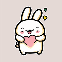 Cute little Bunny Sticker Vector illustration