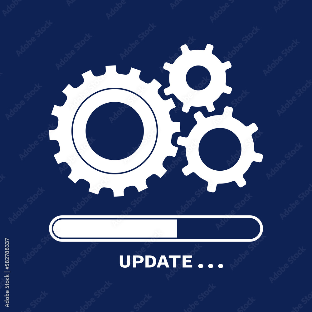 Poster update process icon. upgrade or reload system progress. software change, setup program symbol. techn