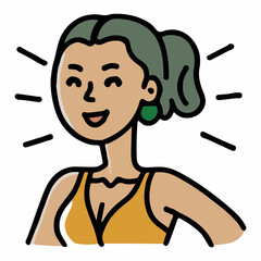 Positive face woman upper body vector illustration