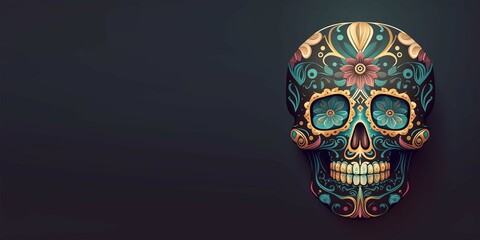 Dia de Los Muertos (Day of the dead), with sugar skull, generative ai