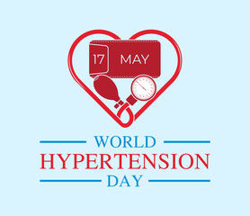 World Hypertension Day with heart-shaped sphygmomanometer vector