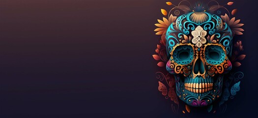 Dia de Los Muertos (Day of the dead), with sugar skull, generative ai