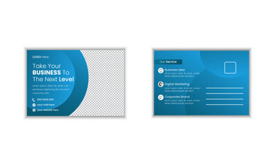 Business Post Card Design Template Blue Color 