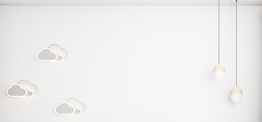 White wall blank in nursery room, 3D rendering