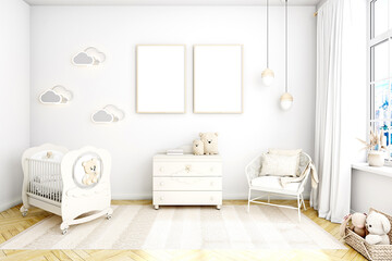 Nursey mockup interior, 3D rendering