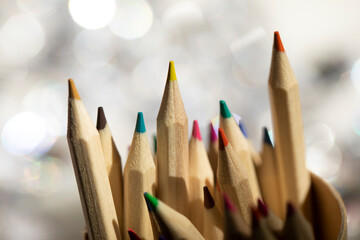 pencils on a wooden background