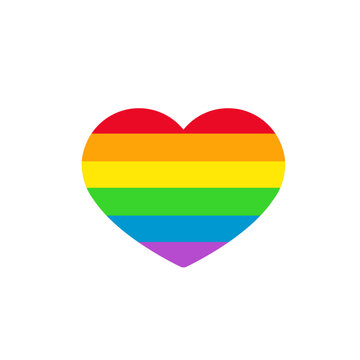 LGBT heart icon. Lesbian gay bisexual transgender concept love symbol. Rainbow heart, lgbt community sign, LGBT symbol. Flat vector illustration isolated on white background. Сute cartoon heart.