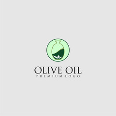 Olive oil premium logo with a green olive oil logo