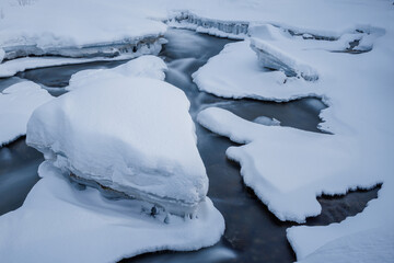 frozen river in winter - 582794150