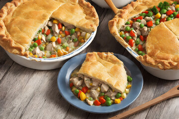 close up of chicken pie, generative art by A.I.