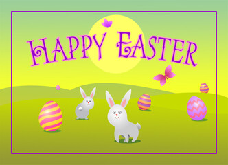 Happy easter. Easter bunny with a painted egg