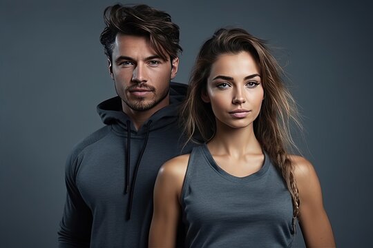 Sporty couple at the gym leading an active life, exercising and workout for fitness together at the gym - generative ai