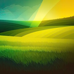 Green field and sun background