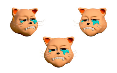 emoticon head orange cat crying.
