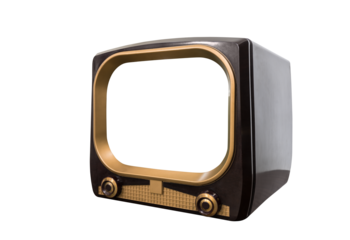 Vintage 1950s television isolated with cut out screen.
