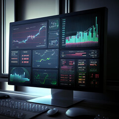 Forex market charts on computer display