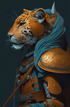 Cheetah Ancient Samurai Warrior Portrait Generative AI