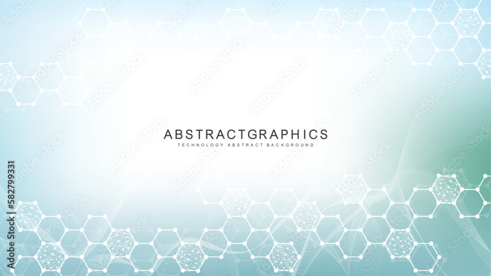 Sticker modern abstract molecules structure for science or medical background. dna helix or atom visualizati