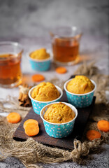 Carrot muffins with drink