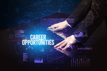 Businessman touching huge screen concept