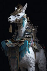 Llama Skilled Samurai Warrior Champion Standing Up Generative AI