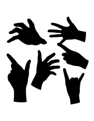 Male, female hand sign and symbol black silhouette