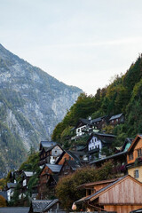 Hallstatt Village, Austria; Alpine Houses on Lake Hallstatt's Shore in the Region of Salzkammergut, Austria; the Famous Hallstatt Mountain Village