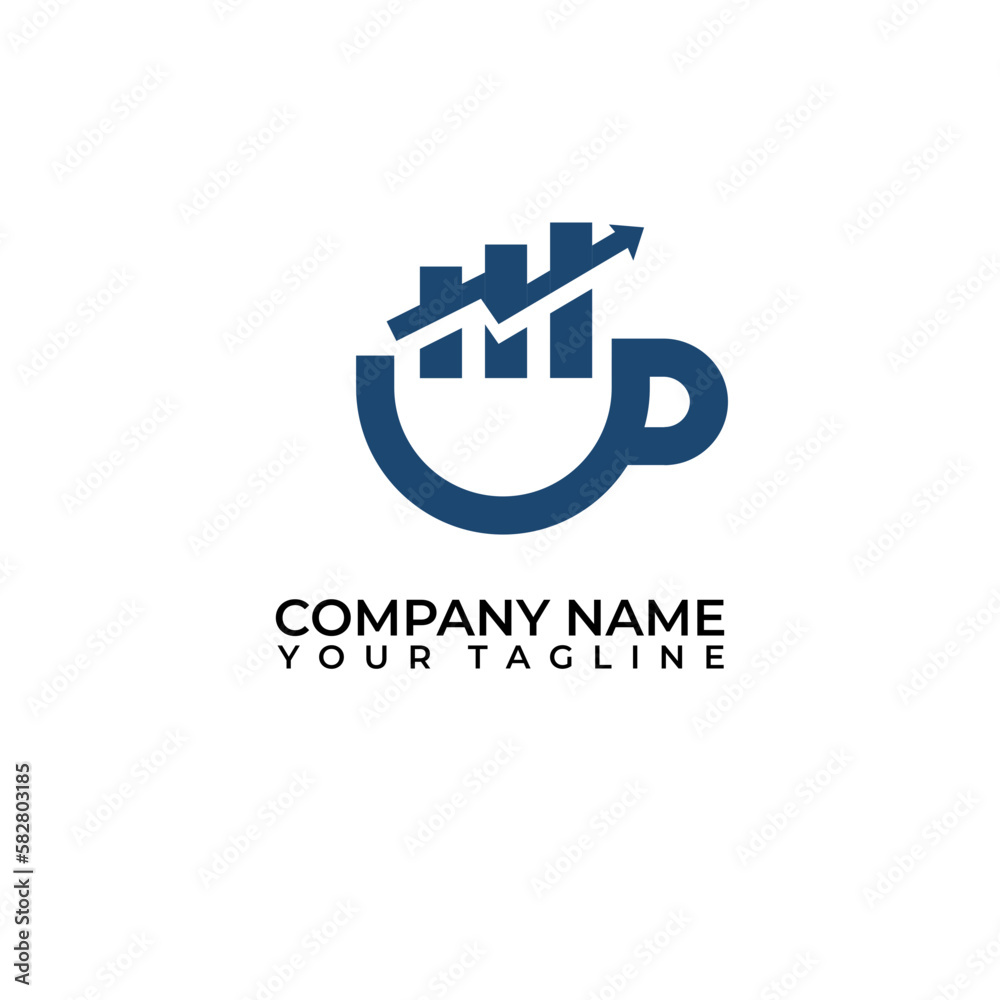 Fototapete cup and graph vector icon. business vector logo design with isolated background.