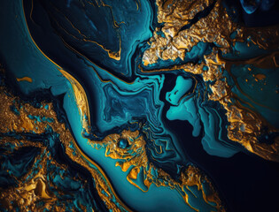 Fototapeta premium Marble stone texture background ultramarine and pearlescent material with elements of semi-precious stones and gold created with Generative AI technology