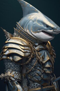 Shark Ancient Samurai Soldier Pose Generative AI