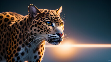 Fototapeta na wymiar Cheetah in the jungle at night, close up, ai generated