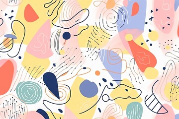 Un doodle de ligne coloré amusant minimaliste avec un motif sans couture. Toile de fond de gribouillis enfantin simple. Idéal pour le papier peint de la chambre des enfants.