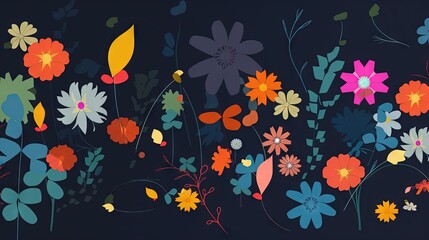 un arrière-plan minimaliste avec beaucoup de fleurs colorées, comme un vecteur.