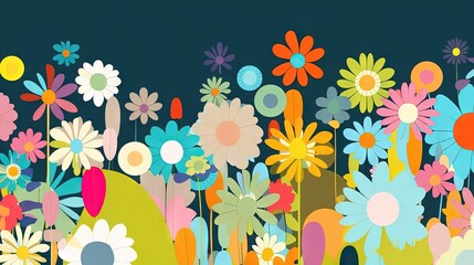 un arrière-plan minimaliste avec beaucoup de fleurs colorées, comme un vecteur. - obrazy, fototapety, plakaty