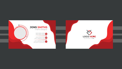 double sided vector business card design. Personal visiting card with company and agency . abstract creative - Vector and red black colors.