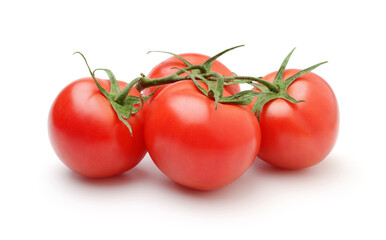 Ripe tomatoes isolated on white.