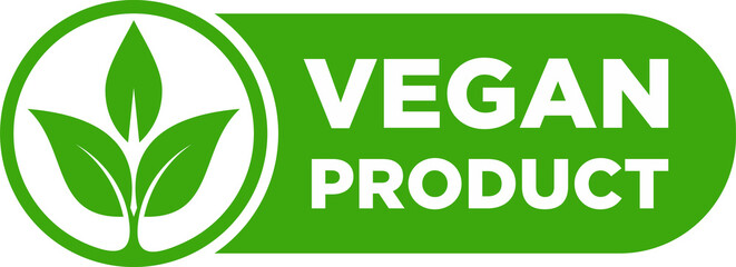 Vegan product label, vegan products labeling stamp with non-meat composition - isolated vector emblem