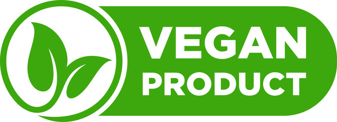 Vegan product label, vegan products labeling stamp with non-meat composition - isolated vector emblem