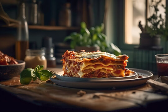 Lasagna on plate 