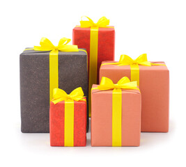 Gift boxes, gifts on a white background isolated.