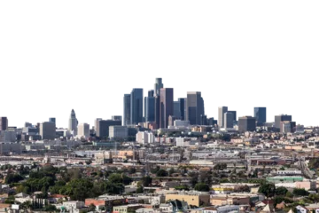 Papier peint photo Skyline Downtown Los Angeles skyline with cut out background.  © trekandphoto