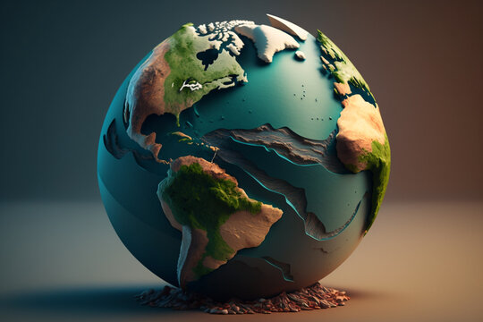 3d earth globe with world map Ai Genrated Art Work