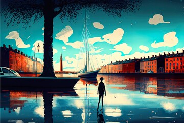 Dublin dream city Creative illustration. (Ai Generate)