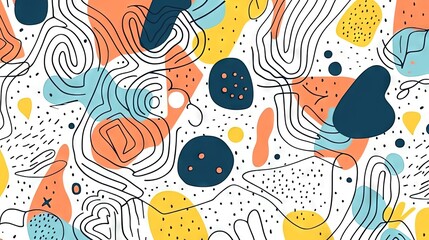 Un doodle de ligne color&eacute; amusant minimaliste avec un motif sans couture. Toile de fond de gribouillis enfantin simple. Id&eacute;al pour le papier peint de la chambre des enfants.
